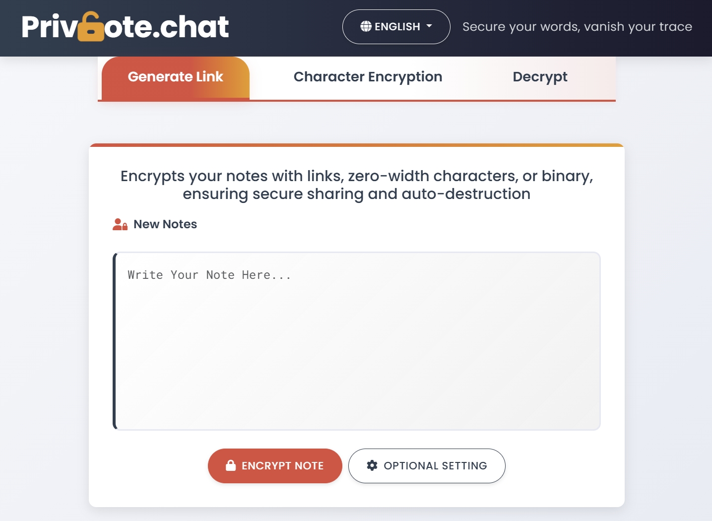 Generate secure link interface